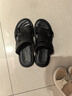 森達簡約皮涼鞋男夏新商場同款沙灘平底休閑拖鞋男士1ID01BL3 黑色 38 曬單實拍圖