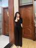 佰藍(lán)嬌連體褲女2025夏季新款女裝時(shí)尚高腰顯瘦闊腿褲垂墜感直筒休閑褲子 黑色 L （建議105-115斤） 曬單實(shí)拍圖