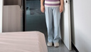 自由系多巴胺藍色休閑褲女2025年夏季新款高腰顯瘦闊腿褲垂感山本直筒褲 曬單實(shí)拍圖