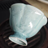 希爾庫班主人杯單杯青色結晶釉陶瓷茶杯高足櫻花杯窯變茶具女士功夫品茗杯 結晶釉櫻花杯碧青 禮盒裝 曬單實(shí)拍圖