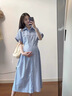 革曼孕婦裝夏裝2025新款套裝孕婦連衣裙女夏季孕媽穿搭藍條紋短袖裙子 藍條紋裙 XL 曬單實拍圖