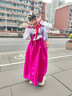 康薇貝女童少數民族服裝朝鮮服56個(gè)民族表演兒童韓服六一兒童節表演禮服 白色 140 曬單實(shí)拍圖