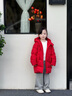 巴拉巴拉童裝兒童羽絨服女男童2025新款冬中長(zhǎng)款加厚保暖外套純色連帽衣服 中國(guó)紅60611-灰鴨絨 120 充絨量122g 曬單實(shí)拍圖