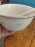 柏潮陶瓷蝴蝶結飯碗四件套碗勺陶瓷套裝高顏值家用微波爐餐具飯碗 粉蝴蝶結(1碗1勺) 曬單實(shí)拍圖
