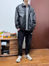 Wassup Sohot夾克外套男秋季美式機車皮服港風(fēng)潮流休閑衣 黑色 XL 曬單實拍圖
