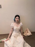 素織錦裙子女夏季新款法式甜美輕奢連衣裙海邊高級感溫柔風(fēng)氣質(zhì)公主裙 溫婉淑女風(fēng)氣質(zhì)長(cháng)裙【杏色】 M 曬單實(shí)拍圖