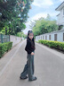 G.DUCKKIDS童裝女童褲子春秋季2025新款潮流闊腿褲兒童牛仔褲女大童高腰長(zhǎng)褲 復(fù)古藍(lán) 160 尺碼13~14歲【150-160cm】 曬單實(shí)拍圖