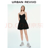 UR2025夏季新款女裝波嬉風V領(lǐng)肌理感吊帶連衣裙UYY750019 正黑 S 曬單實拍圖