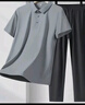 羅蒙短袖T恤套裝夏季冰絲防曬速干polo衫簡(jiǎn)約休閑戶外男士?jī)杉?曬單實(shí)拍圖