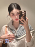 吳蠶里雙縐真絲絲巾女春夏季百搭多功能桑蠶絲圍巾裝飾領巾 花邊藍語 曬單實拍圖
