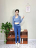 夫路尼優(yōu)瑜伽服女運動套裝女五件套拼色健身服跑步透氣速干普拉提防震衣褲 灰湖藍五件套 XL【建議體重115-130斤】 曬單實拍圖