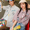 三?！鞠灩P小新聯(lián)名】2025夏季男士趣味格子翻領(lǐng)短襯衫502023 米色 M 曬單實(shí)拍圖