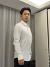 康博長袖襯衫男士春夏季新款襯衣商務(wù)休閑職業(yè)正裝襯衫衣服 白色 40 曬單實(shí)拍圖