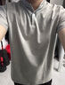 美式華夫格亨利領(lǐng)重磅短袖t恤男夏季潮流正肩半袖上衣服體恤衫男 灰色亨利領(lǐng) 薄款 L 曬單實(shí)拍圖