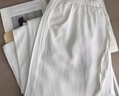 棉致冰絲高腰棉麻闊腿休閑褲子女夏季薄款2025新款寬松顯瘦垂感小個(gè)子 304白色【高品質(zhì)29.5】 L 110-125斤 曬單實(shí)拍圖