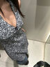 UR2025春季新款女碎花蝴蝶結(jié)掛脖系帶超短款連衣裙UYL750018 藏青 M 曬單實(shí)拍圖