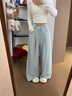 棉致冰絲奶芙山本褲子女夏季薄款高腰垂感顯瘦寬松小個(gè)子西裝闊腿褲 藍(lán)色【常規(guī)款】【高品質(zhì)】 L 建議105-115斤 曬單實(shí)拍圖