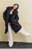 獨束大碼女裝雙色長(cháng)款連帽羽絨服2024冬裝新款立領(lǐng)保暖白鴨絨外套 黑色 L (尺碼：2) 曬單實(shí)拍圖