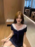 多菲尼森v領(lǐng)蕾絲拼接綁帶短袖T恤女夏季2025新款小眾正肩撞色修身顯瘦上衣 v領(lǐng)蕾絲拼接短袖M碼 曬單實拍圖