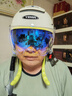 野馬（YEMA）3C認(rèn)證電動車頭盔男女摩托車半盔夏季防曬雙鏡片0感天窗四季通用電瓶車安全帽370S 卡其白配極光短 曬單實(shí)拍圖
