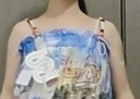 兩三事不凋花境 2025夏季新款度假風(fēng)印花串珠吊帶裙長款連衣裙 藍(lán)花色 S 曬單實(shí)拍圖