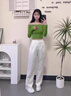 德莉婭天絲亞麻闊腿褲女夏季薄款2025新款高腰垂感休閑防曬棉麻直筒長褲 白色九分褲 L /28建議105-115斤 曬單實(shí)拍圖