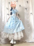 蕓蕁裙子女夏季2025新款法式套裝藍色長(cháng)款絕美碎花連衣裙夏季新款度假 連衣裙+半身裙+三角巾腰帶(三件 XL 曬單實(shí)拍圖