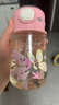 物生物（RELEA）ppsu水杯兒童吸管杯學生夏季耐高溫塑料杯男女寶寶小學生上學杯子 小兔花花粉450ml-配背帶 曬單實拍圖