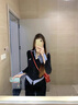 小野七天假兩件打底衫女2025春季設(shè)計(jì)感小眾拼接格子襯衫長(zhǎng)袖開衫 假兩件polo上衣黑色 M 曬單實(shí)拍圖