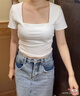 UR2024秋季新款女裝輕熟風(fēng)氣質(zhì)褶皺修身套頭短袖T恤UWM440004 曬單實(shí)拍圖