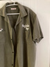 馬登工裝法式復古短袖襯衫桃皮絨美式寬松阿美咔嘰襯衣古巴領(lǐng)男夏 綠色 M 曬單實(shí)拍圖