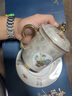 縱歡純銀掐絲琺瑯彩泡茶杯高檔陶瓷個人杯帶蓋大容量描金辦公杯禮盒裝 掐絲辦公杯四件套-白瓷福祿 曬單實拍圖