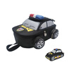 包壹庫幼兒汽車(chē)小書(shū)包小童包幼兒園小班兒童背包警車(chē)男童寶寶書(shū)包1-4歲 警車(chē)黑色小號（書(shū)包+筆袋） 曬單實(shí)拍圖