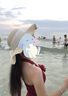JIOESC海邊草帽女蕾絲蝴蝶結(jié)大帽檐太陽帽度假沙灘海邊遮陽帽仙氣沙灘帽 米色【蕾絲波浪草帽】 曬單實(shí)拍圖