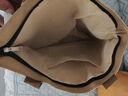 蕓洛設計日系加厚簡(jiǎn)約百搭通勤帆布托特包學(xué)生上課通勤單肩手提包 皮標卡其色+有拉鏈+有內襯 曬單實(shí)拍圖