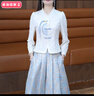 柏潮新中式國風(fēng)半身裙套裝女春夏季2025印花馬面裙兩件套女夏 藍(lán)色套裝 M 曬單實(shí)拍圖