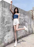魯雅爾潮流百搭牛仔短褲女夏季新款高腰彈力寬松顯瘦闊腿a字外穿熱褲子 白色 M 曬單實(shí)拍圖