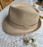 百帽王出口高檔亞麻禮帽男英倫紳士帽夏季遮陽(yáng)帽草帽涼帽中老年老頭帽子 麻本色（100%純粗麻） 加大可調節60-61 曬單實(shí)拍圖