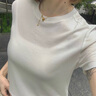麥檬MM清涼一夏/正肩垂墜涼感/衣櫥B備T恤短袖25夏新款5G4900821X 圓領(lǐng)-白色5G4900821X S （105斤以下） 曬單實(shí)拍圖