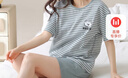 純棉睡衣女夏短袖套裝韓版可愛(ài)夏短褲卡通休閑季家居服2025年新款 藍條紋小熊 L 【100-120斤】 曬單實(shí)拍圖
