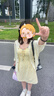爾山集連衣裙夏季新款碎花裙女小清新黃色連衣裙海邊度假A字裙 明黃色 S 曬單實拍圖