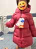 保姆鵝  兒童羽絨服寶寶中長款護臉加厚鴨絨外套防風保暖童裝冬裝 石榴粉 100 曬單實拍圖