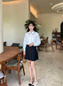 香影學(xué)院風(fēng)藏青色百褶半身裙女2025秋裝新款小個(gè)子短款高腰a字裙 藏青 S 155/60A/85-95斤 曬單實(shí)拍圖