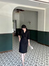 法莎羅兒（FASLOV）夏季連衣女裙氣質(zhì)女神范西裝裙高級(jí)感職場(chǎng)主持人正裝美容院工作服 藍(lán)色(七分袖連衣裙) M 曬單實(shí)拍圖