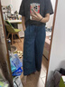 恰凡（QIAFAN）牛仔褲女夏季薄款深藍(lán)色天絲小個(gè)子大碼顯瘦垂感闊腿九分軟老爹褲 深藍(lán)色-九分 XS 曬單實(shí)拍圖