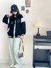 愛 西娜女大童棒球服外套2025春季新款初中生女孩時尚春秋款夾克運動上衣 黑色 150 cm 曬單實拍圖