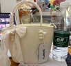 三福手提包春季溫婉甜美度假風菜籃子包韓系珠光女包498189 象牙白 小 曬單實拍圖