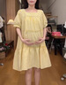 媽媽本色 孕婦連衣裙夏季2025新款時尚方領黃色短袖格子A字裙小個子中長款 黃色連衣裙 L 曬單實拍圖