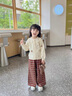 班喜迪女童褲子春秋款2025新款洋氣時(shí)髦寶寶休閑長(zhǎng)褲秋裝兒童直筒闊腿褲 紅色 120 曬單實(shí)拍圖