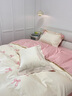 無(wú)印良品全棉床上四件套公主少女純棉被套床單輕奢高級感床笠款被罩三件套 蝴蝶結-奶昔白+奶油粉 【100%全棉】 1.8m 床單款 四件套-被套200x230cm 曬單實(shí)拍圖